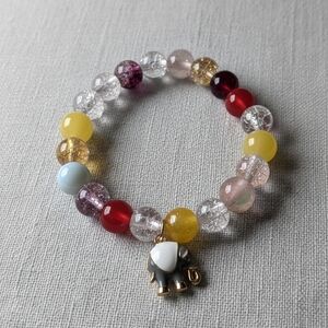 Colorful Beaded Elephant Charm Bracelet Elastic